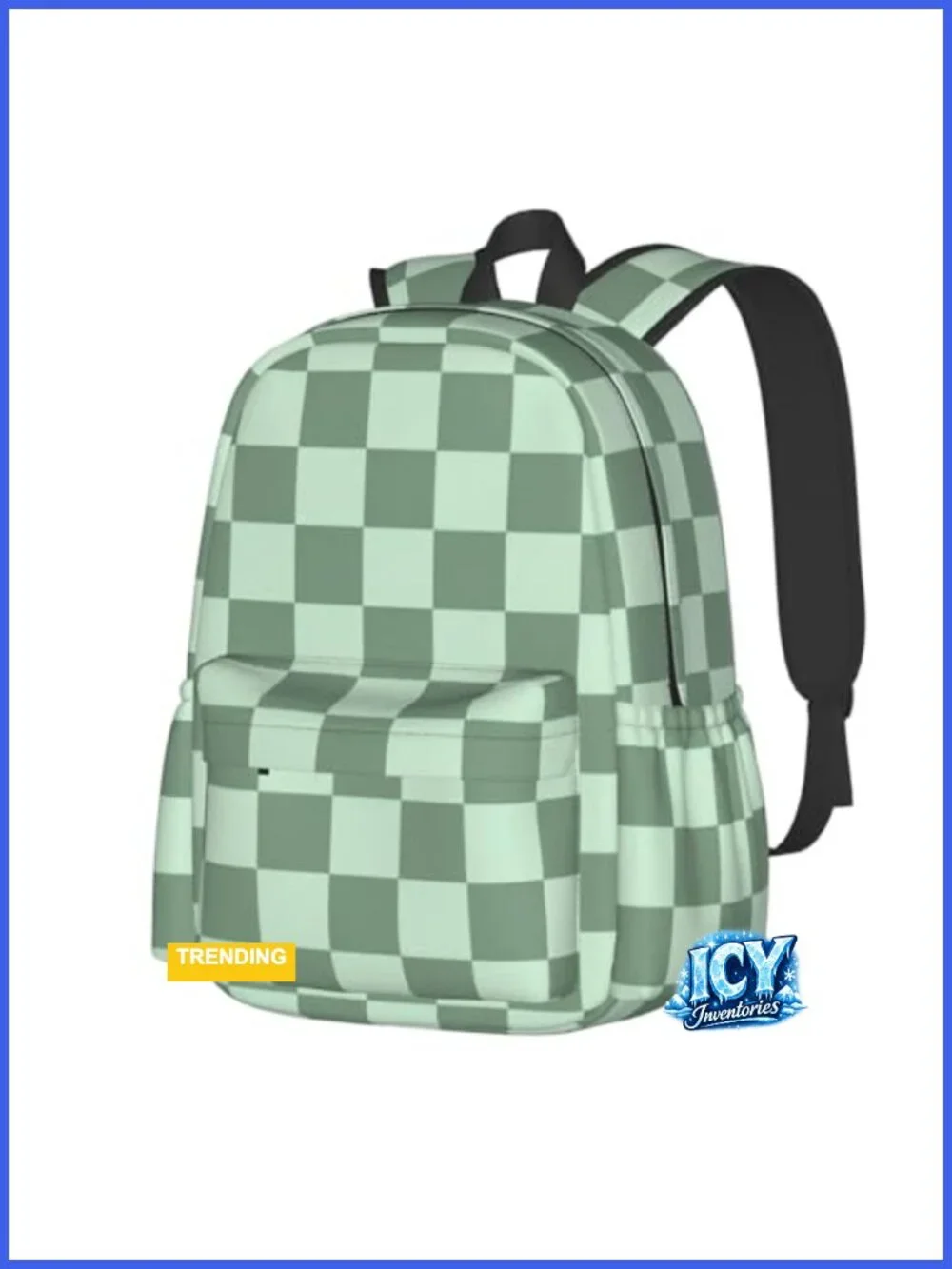 Checkered Laptop Backpack with USB Port, Anti-Theft, Water-Resistant, Fits
